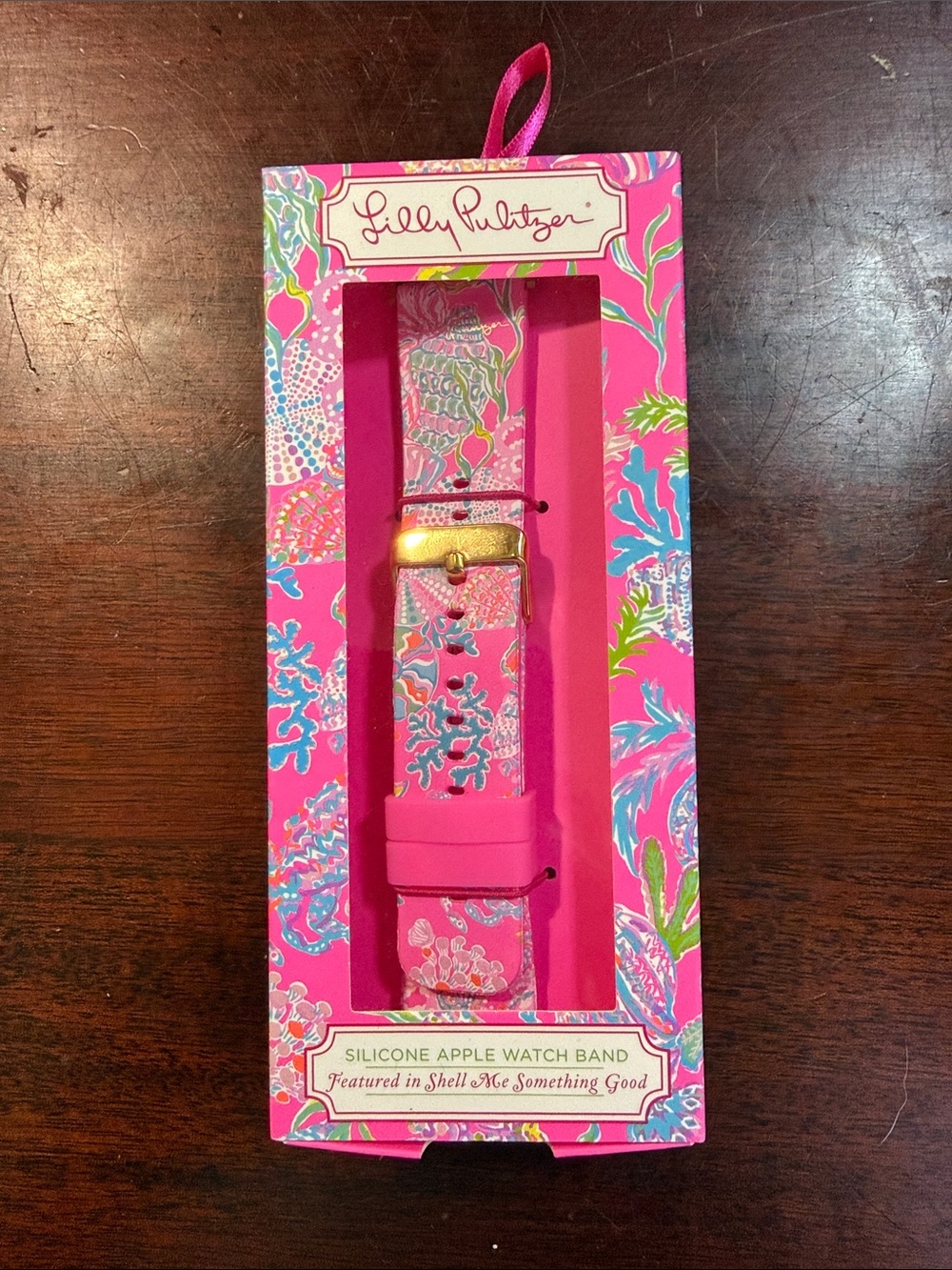 Lilly Pulitzer Pink Coral-Print Silicone Apple Watch Band with Gold-Tone Buckle